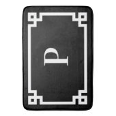 白黒ギリシャ語鍵フレームモノグラム大 バスマット (正面縦)