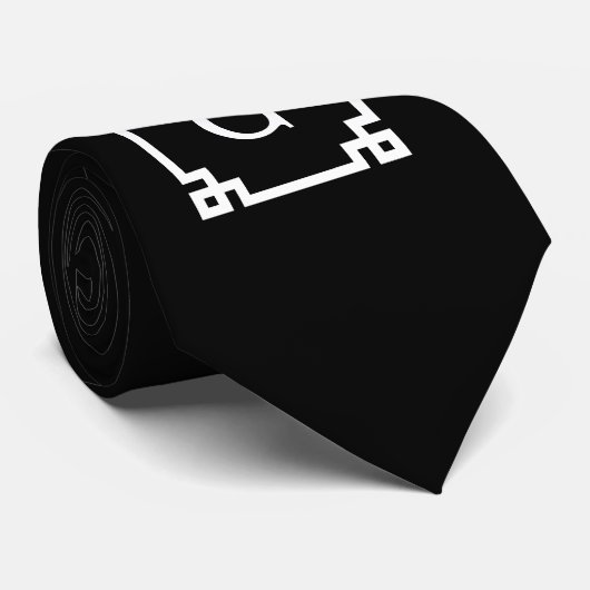白黒ギリシャ鍵フレーム#2イニシャルモノグラム ネクタイ (ロール)