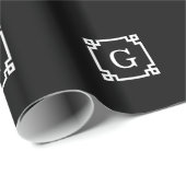 白黒ギリシャ鍵フレーム#2イニシャルモノグラム ラッピングペーパー (ロールコーナー)