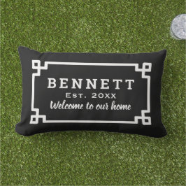 白黒ギリシャ鍵モノグラムカスタムウェルカム アウトドアクッション