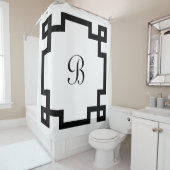 白黒ギリシャ鍵モノグラム シャワーカーテン (インサイチュ)