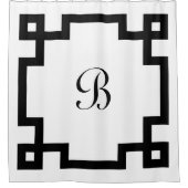 白黒ギリシャ鍵モノグラム シャワーカーテン (正面)