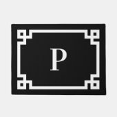 白黒ギリシャ鍵モノグラム ドアマット (正面)