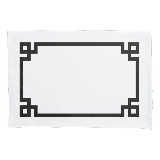 白黒ギリシャ鍵標縁ど準 枕カバー (正面左)