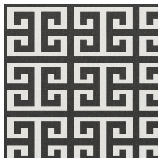 白黒ギリシャ鍵織物 ファブリック (クローズアップ)