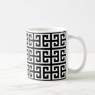 白黒ギリシャ鍵 コーヒーマグカップ