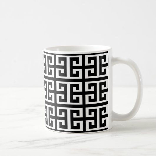 白黒ギリシャ鍵 コーヒーマグカップ (右)