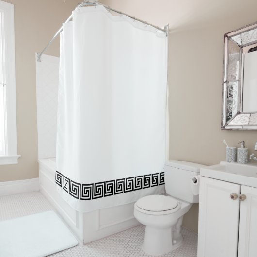 白黒ギリシャ鍵 シャワーカーテン (インサイチュ)