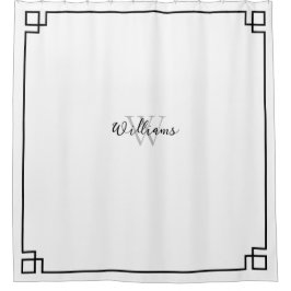 白黒ギリシャ鍵 シャワーカーテン