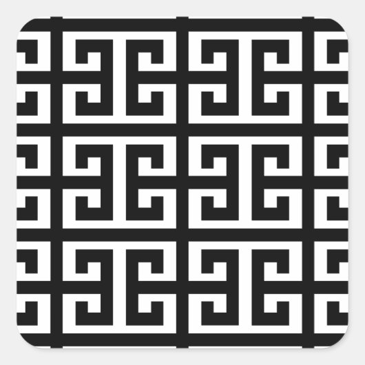 白黒ギリシャ鍵 スクエアシール (正面)