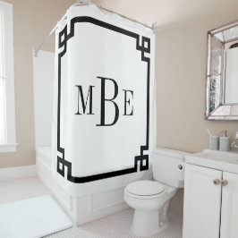 白黒ギリシャ鍵 |モノグラムの | シャワーカーテン