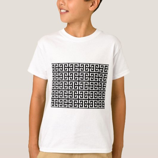 白黒ギリシャ鍵 Tシャツ (正面)