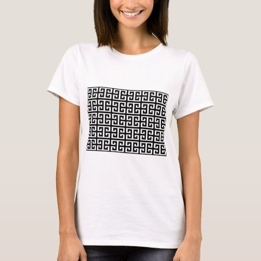 白黒ギリシャ鍵 Tシャツ (正面)