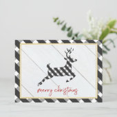白黒ギンガムのトナカイのクリスマスカード シーズンカード (スタンド正面)
