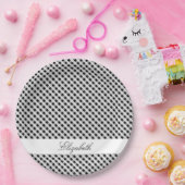 白黒ギンガムの点検の格子縞パターン ペーパープレート (パーティー)