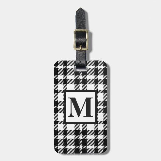 白黒ギンガムパターン ラゲッジタグ (正面縦)