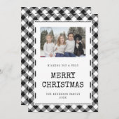 白黒ギンガムプレイドフォトクリスマスカード シーズンカード (正面/裏面)