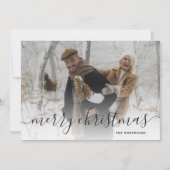 白黒ギンガムプレイドフォトメリークリスマス シーズンカード (正面)