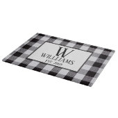 白黒ギンガムモノグラム家名年 カッティングボード (角)