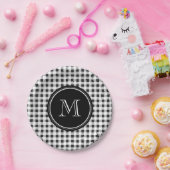 白黒ギンガム、あなたのモノグラム ペーパープレート (パーティー)