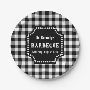 白黒ギンガムBBQ ペーパープレート