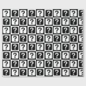 白黒クエスチョンマークリドルブロックプリント ラッピングペーパー (フラット)