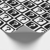 白黒クエスチョンマークリドルブロックプリント ラッピングペーパー (角)