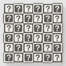 白黒クエスチョンマークリドルブロックモノグラム ストーンコースター
