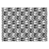 白黒クエスチョンマークリドルブロックモノグラム テーブルクロス (正面(横))