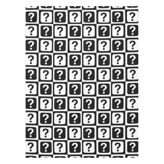 白黒クエスチョンマークリドルブロックモノグラム テーブルクロス (正面)