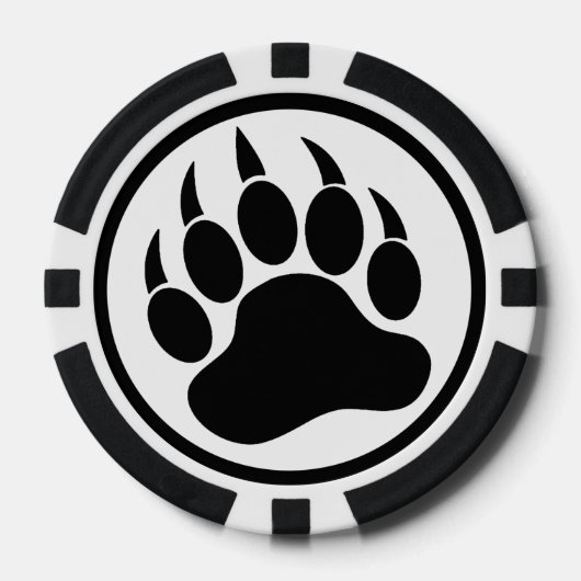 白黒クマの足型ポーカーチップ ポーカーチップ (正面)
