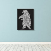 白黒クマ幾何着色美術 キャンバスプリント (インサイチュ (ウッドフロア))