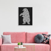 白黒クマ幾何着色美術 キャンバスプリント (インサイチュ (リビング))