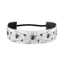 白黒クモクモクモの巣ハロウィンパターン アスレチックヘッドバンド