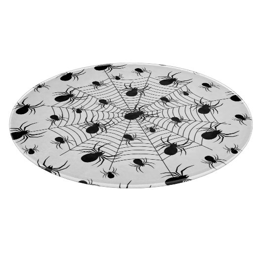 白黒クモクモクモの巣ハロウィンパターン カッティングボード (角)