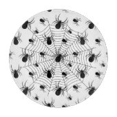 白黒クモクモクモの巣ハロウィンパターン カッティングボード (正面)