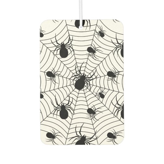白黒クモクモクモの巣ハロウィンパターン カーエアーフレッシュナー (正面)