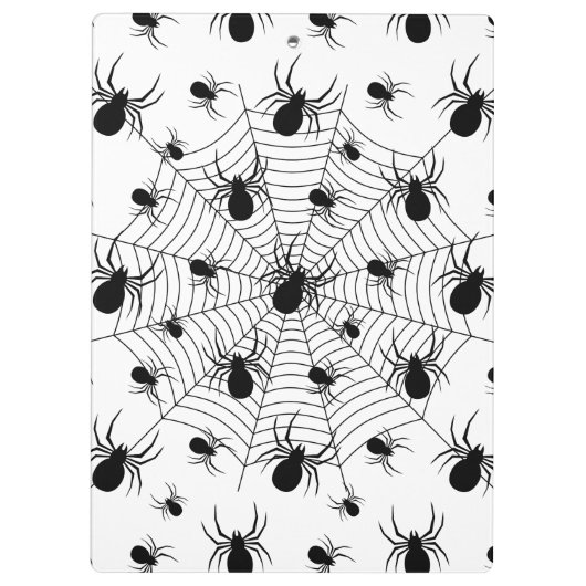 白黒クモクモクモの巣ハロウィンパターン クリップボード (裏面)