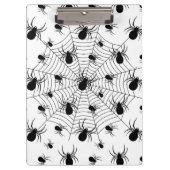 白黒クモクモクモの巣ハロウィンパターン クリップボード (正面)