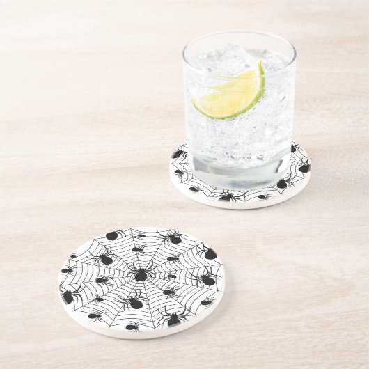 白黒クモクモクモの巣ハロウィンパターン コースター (側面)