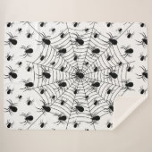 白黒クモクモクモの巣ハロウィンパターン シェルパブランケット (正面(横))