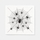 白黒クモクモクモの巣ハロウィンパターン スタンダードカクテルナプキン (正面)