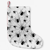 白黒クモクモクモの巣ハロウィンパターン スモールクリスマスストッキング (正面)