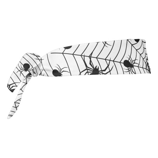 白黒クモクモクモの巣ハロウィンパターン タイヘッドバンド (回転270)