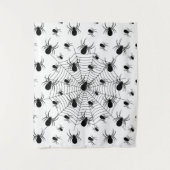 白黒クモクモクモの巣ハロウィンパターン タペストリー (正面)