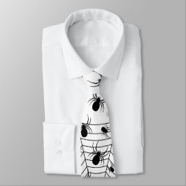 白黒クモクモクモの巣ハロウィンパターン ネクタイ