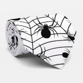 白黒クモクモクモの巣ハロウィンパターン ネクタイ (ロール)