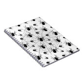 白黒クモクモクモの巣ハロウィンパターン ノートブック (右側)