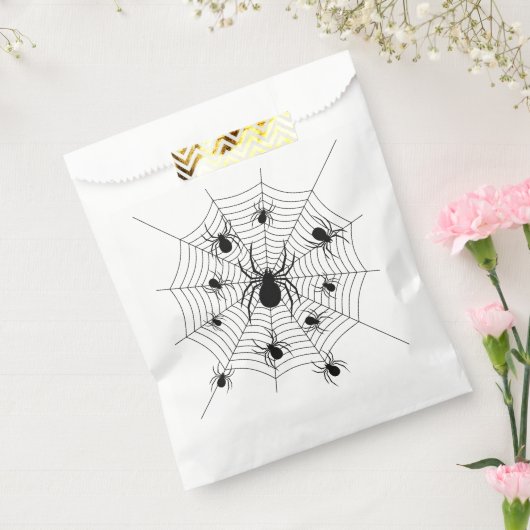 白黒クモクモクモの巣ハロウィンパターン フェイバーバッグ (封をした状態)