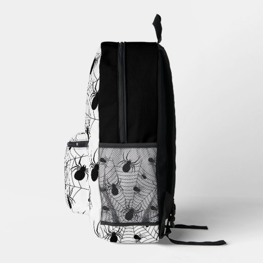 白黒クモクモクモの巣ハロウィンパターン プリントバックパック (右)